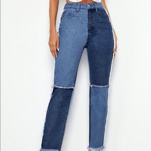 Shein High Waist Raw Hem Jeans
